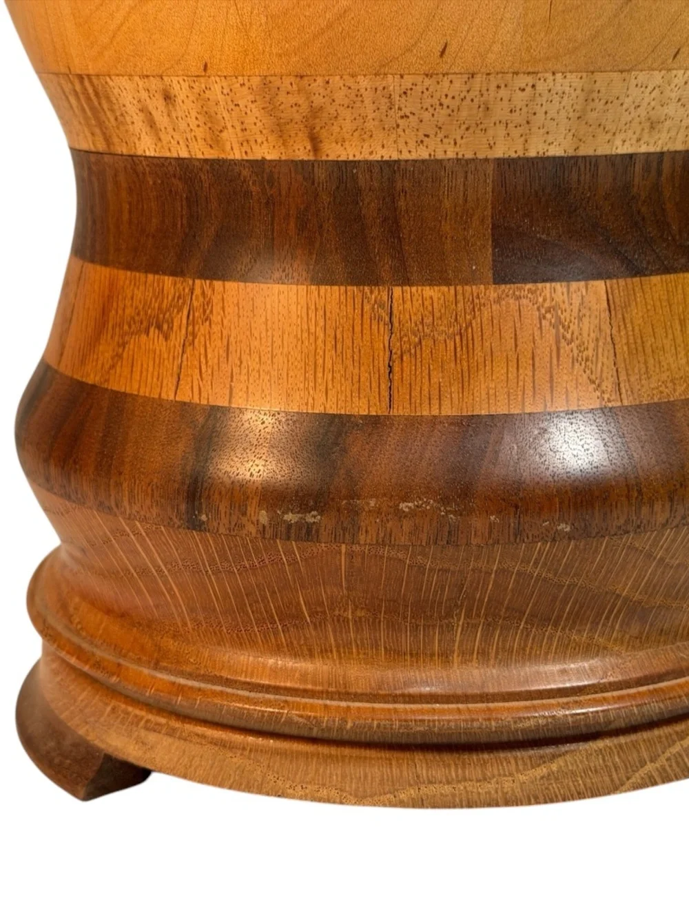 Tall Hand Crafted Inlaid Wooden Vase 17